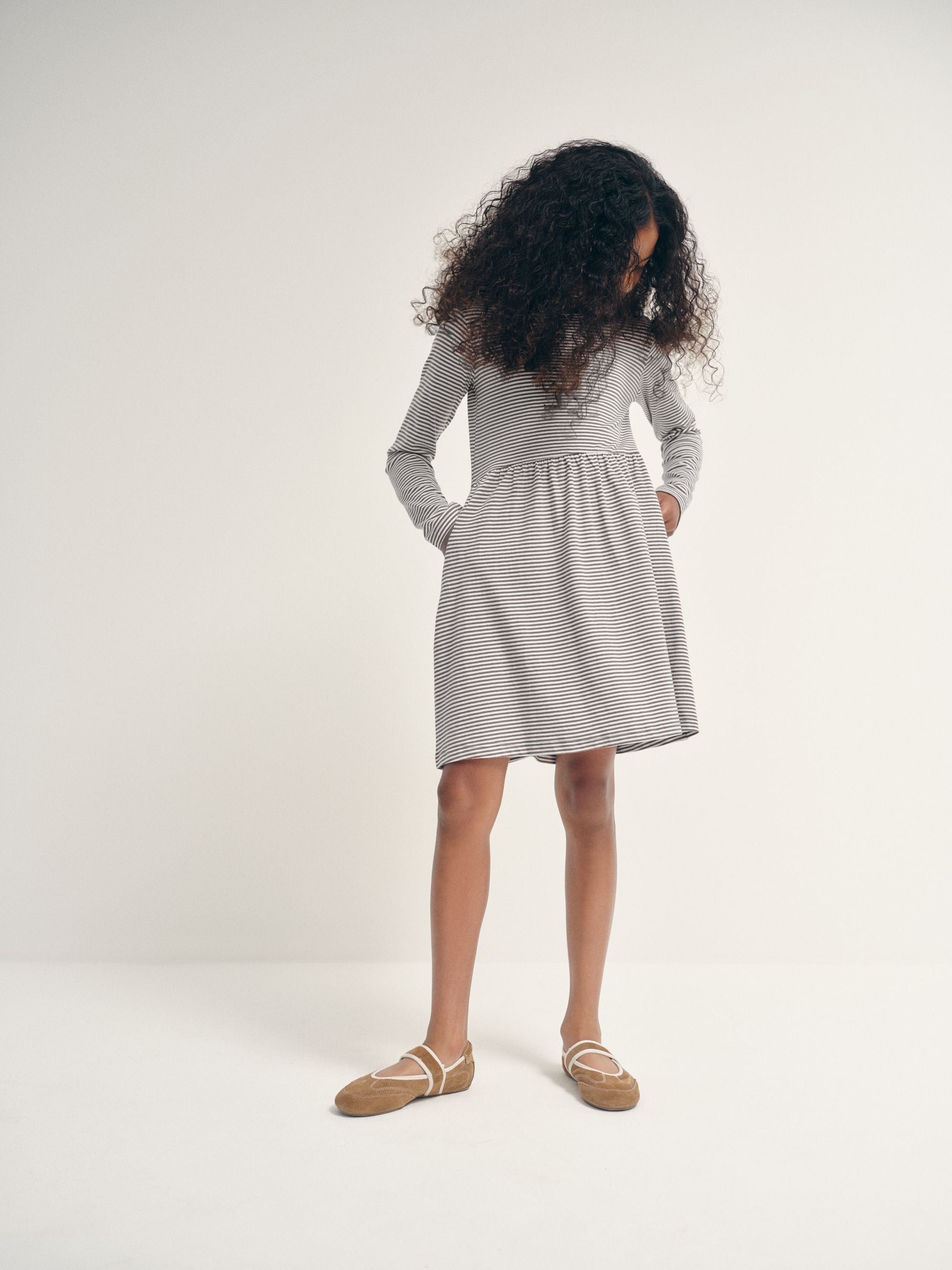 Dsiney Kidz - The Set 3 Pack Long Sleeve Jersey Skater Dress Chocolate Brown Animal Print/Neutral Stripe image 7