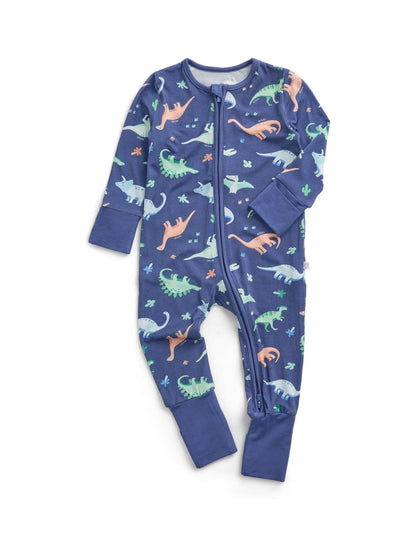 MORI Blue Supersoft Dinosaur Nights Clever Zip Sleepsuit image 3