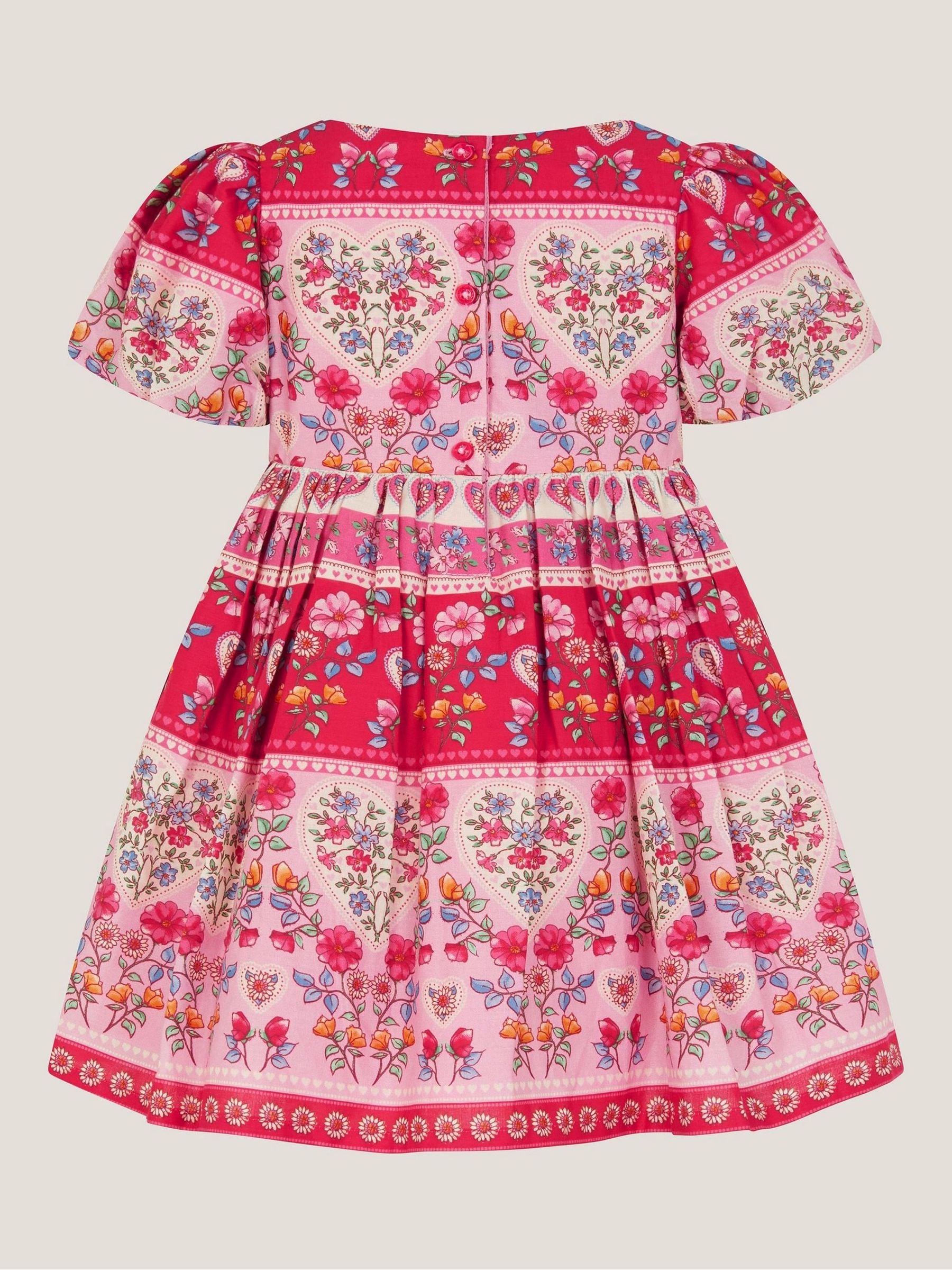 Monsoon Pink Baby Heart Embroidered Floral Print Dress image 2