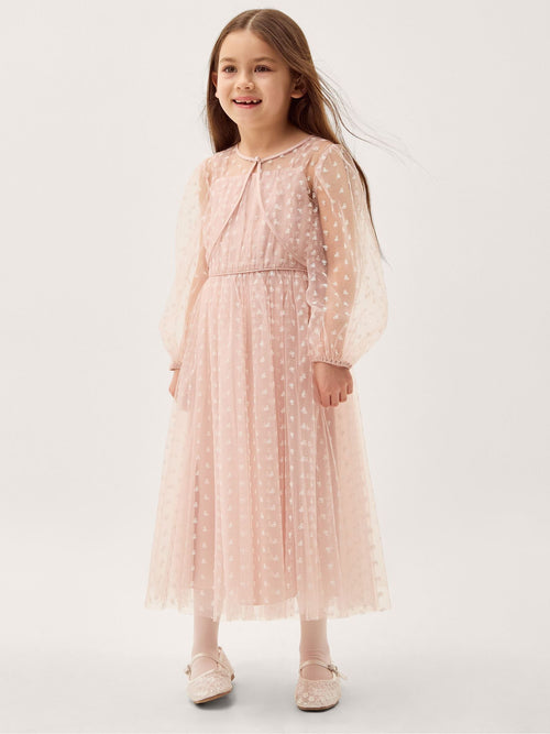 Monsoon Pink Bow Print Party Dress & Jacket Set image 1