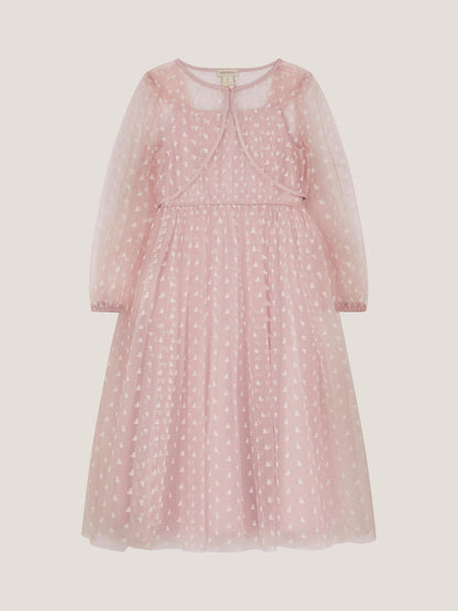 Monsoon Pink Bow Print Party Dress & Jacket Set image 2