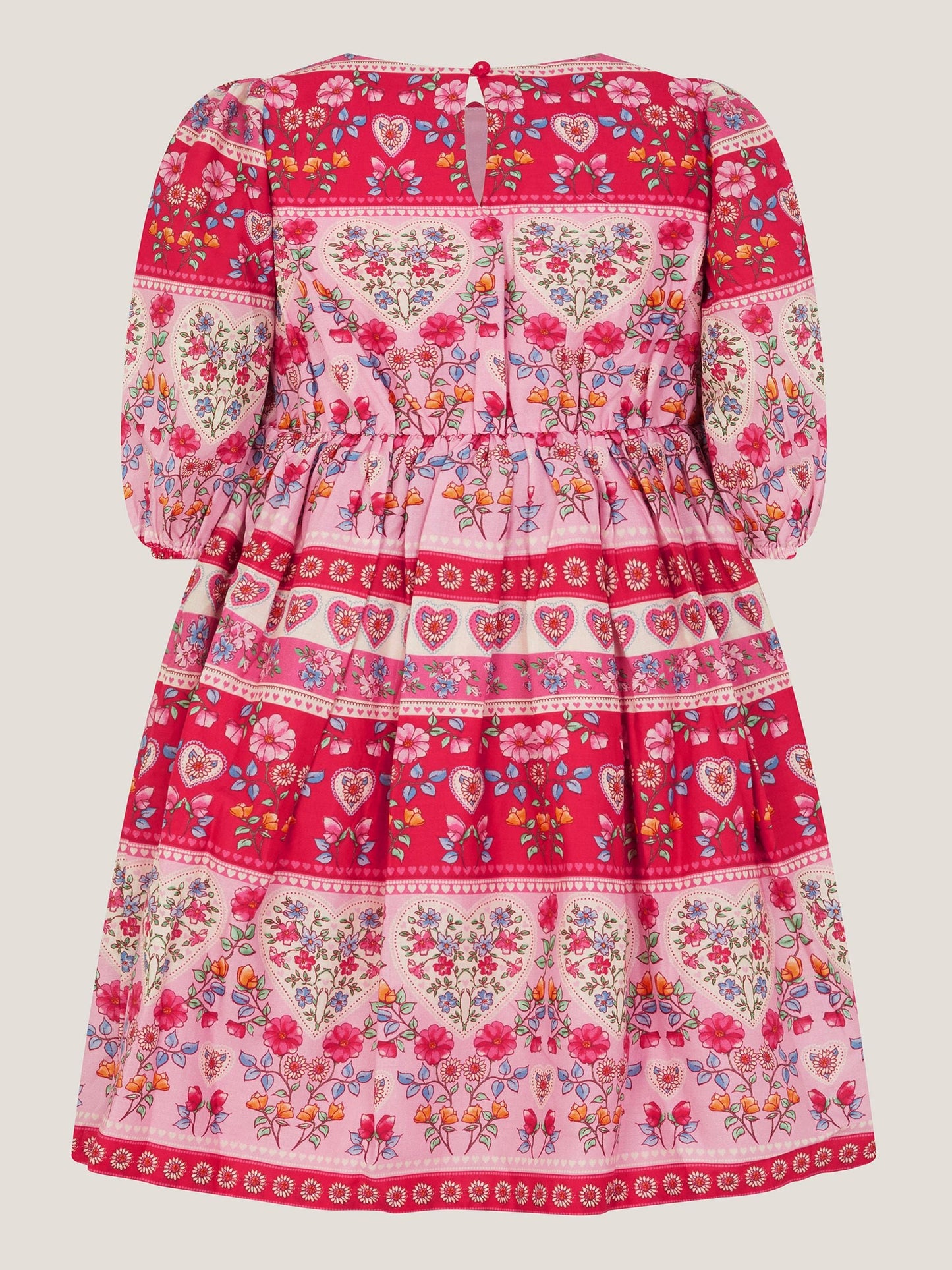 Monsoon Pink Heart Embroidered Floral Print Dress image 3