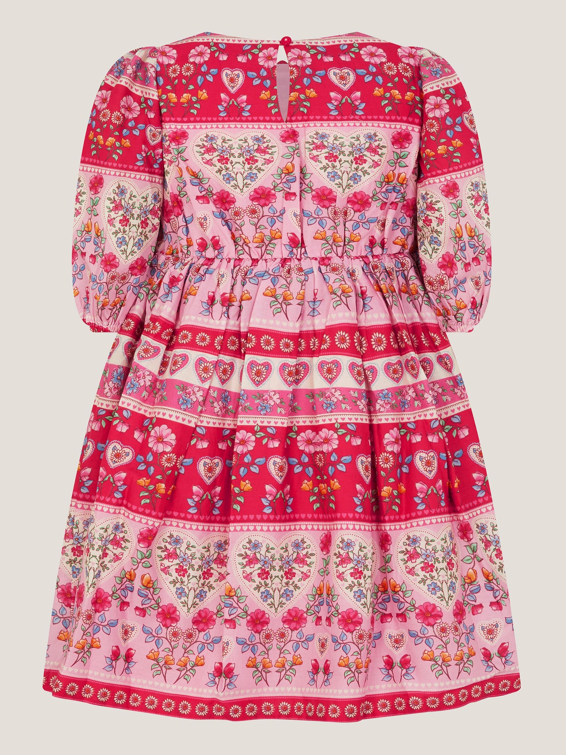 Monsoon Pink Heart Embroidered Floral Print Dress image 3