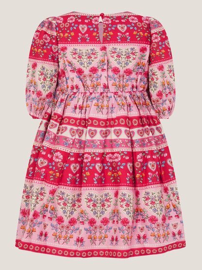 Monsoon Pink Heart Embroidered Floral Print Dress image 3