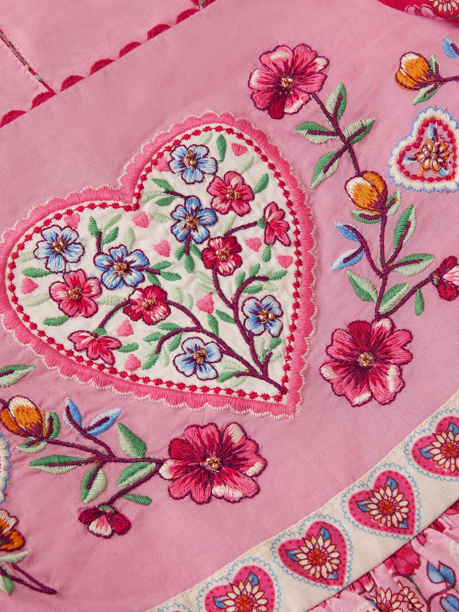 Monsoon Pink Heart Embroidered Floral Print Dress image 4
