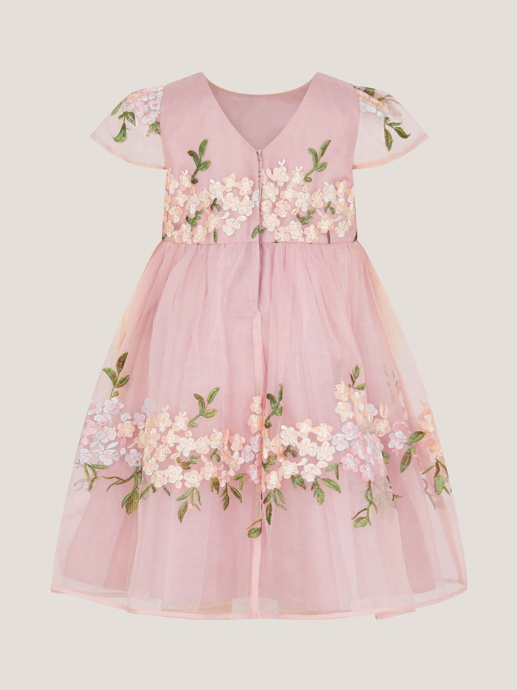 Monsoon Pink Baby Floral Embroidered Organza Party Dress image 2