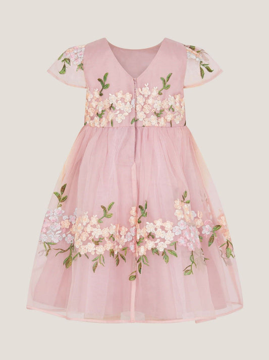 Monsoon Pink Baby Floral Embroidered Organza Party Dress image 2