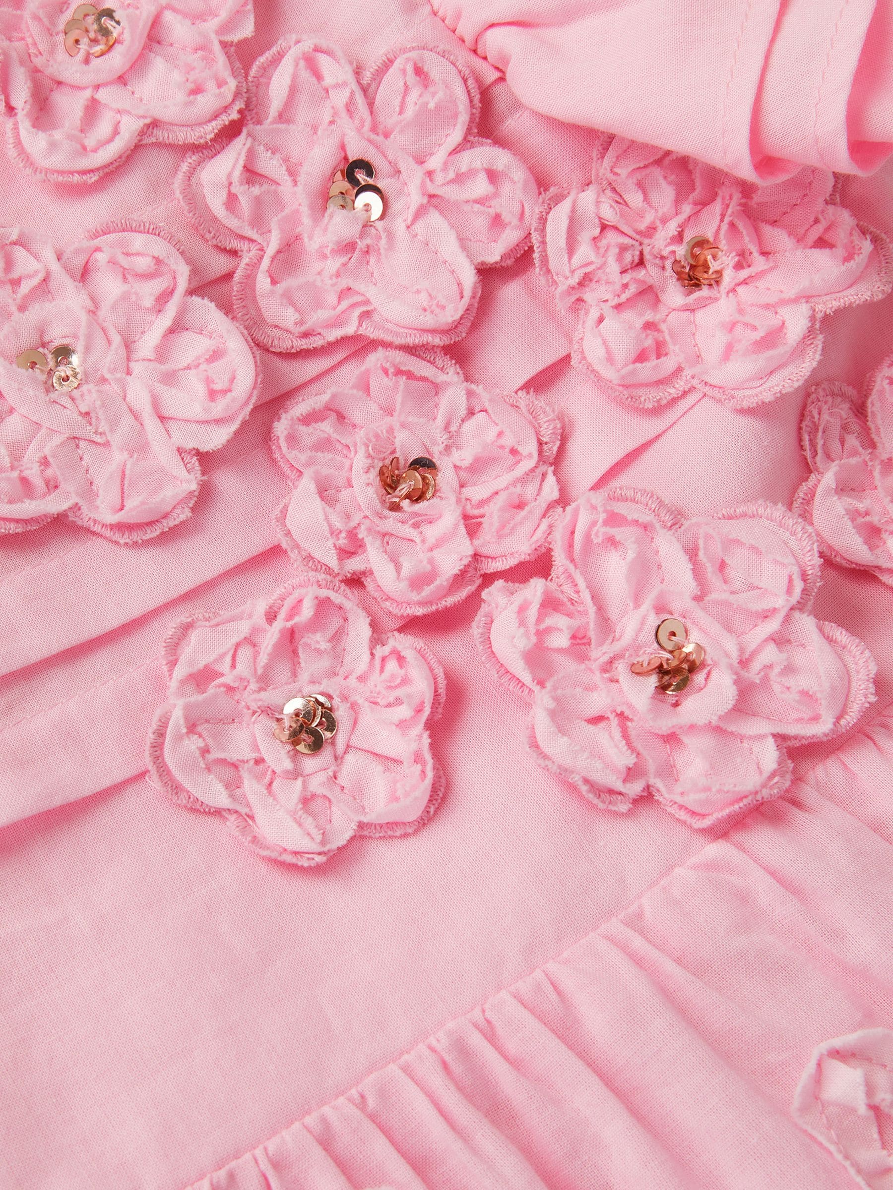 Monsoon Pink Appliqué Floral Flutter Sleeve Dress image 4