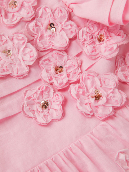 Monsoon Pink Appliqué Floral Flutter Sleeve Dress image 4