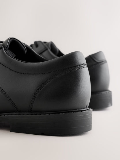 Black Standard Fit (F) Leather Lace-Up School Shoes image 3