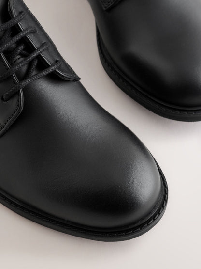 Black Standard Fit (F) Leather Lace-Up School Shoes image 4