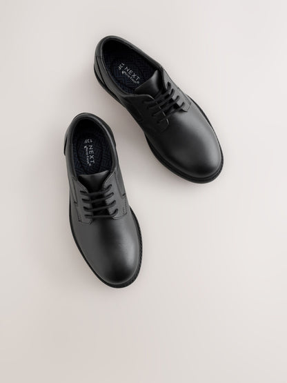 Black Standard Fit (F) Leather Lace-Up School Shoes image 6