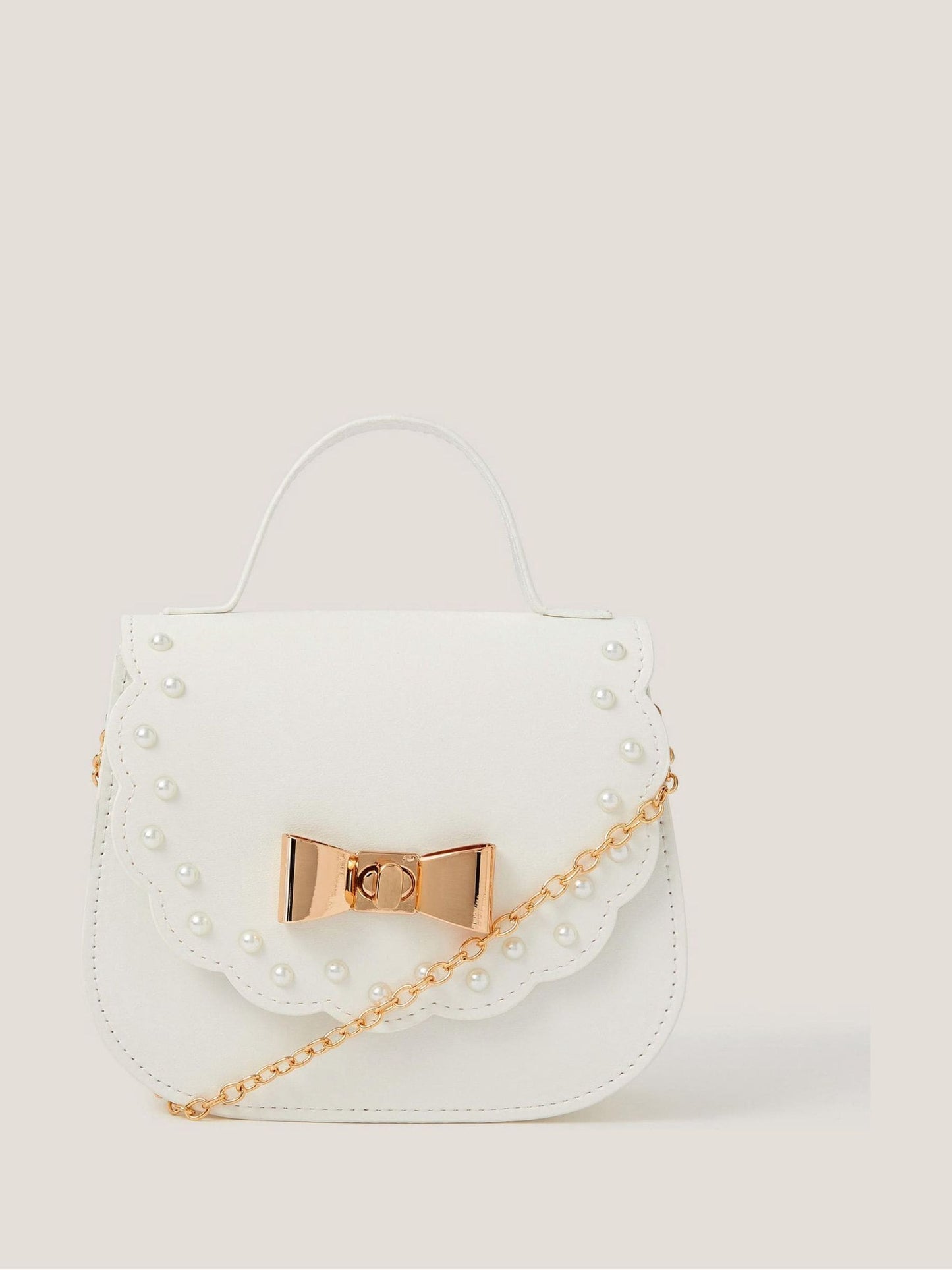 Monsoon White Scallop Pearl Twist Lock Bag image 1