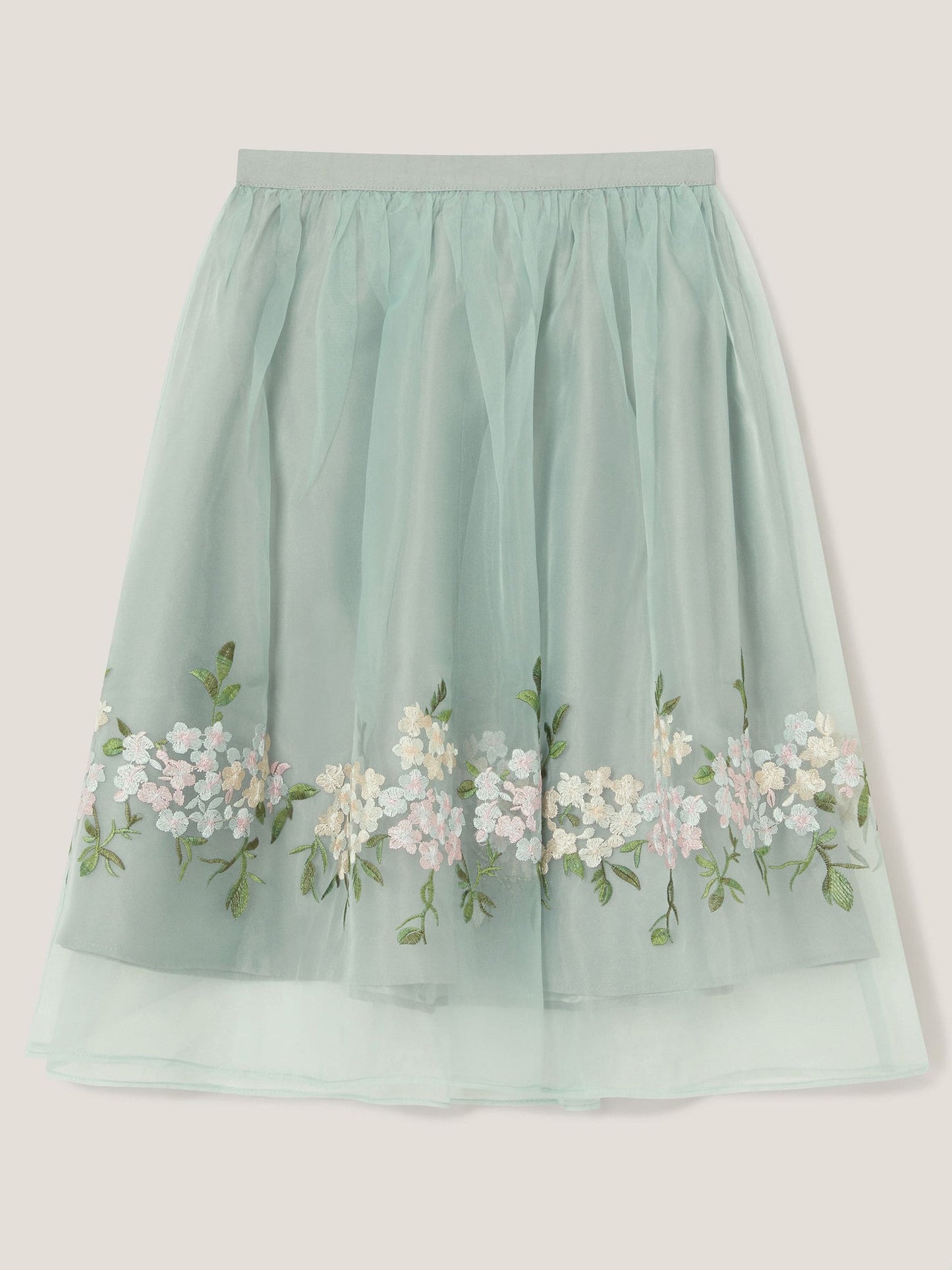 Monsoon Green Floral Embroidered Party Skirt image 2