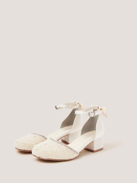 Monsoon Cream Pearl Embellished Two Part Heels image 1