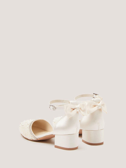 Monsoon Cream Pearl Embellished Two Part Heels image 2