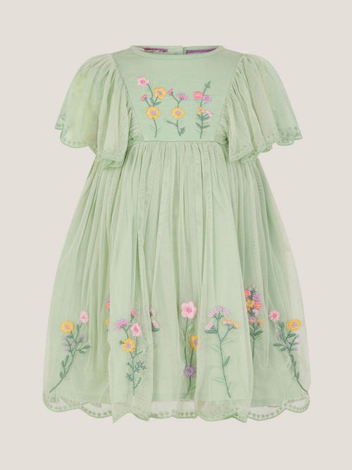Dsiney Kidz - Monsoon Green Baby Floral Embroidered Tulle Dress image 1