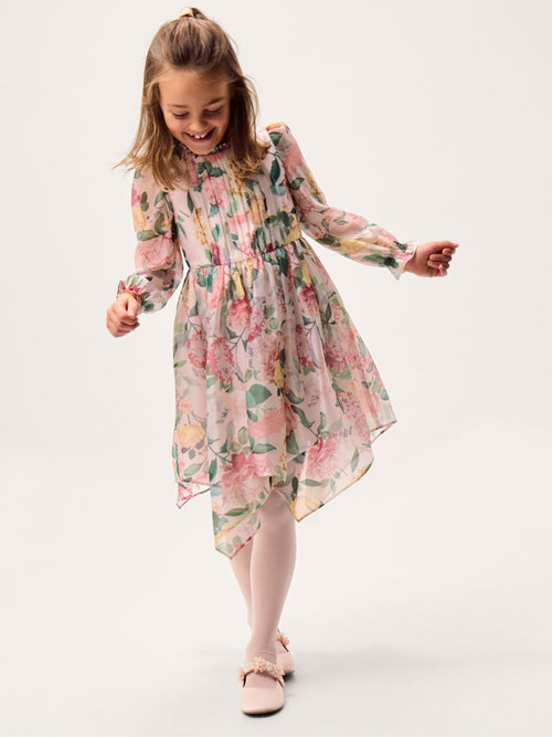 Monsoon Orange Agnes Long Sleeve Floral Chiffon Dress image 1