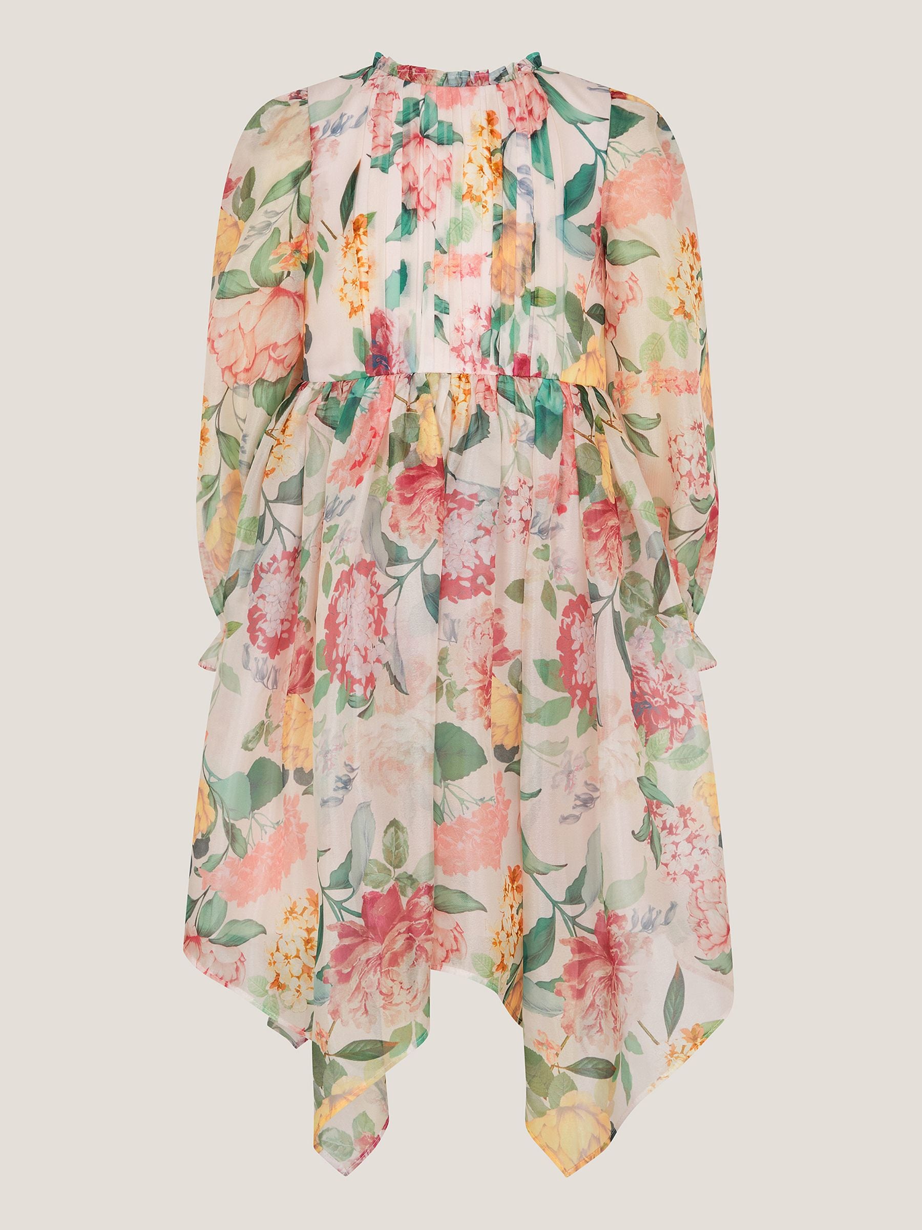 Monsoon Orange Agnes Long Sleeve Floral Chiffon Dress image 2