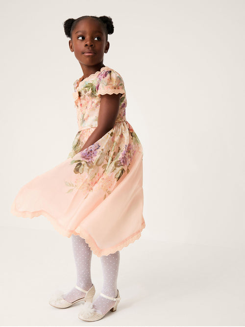 Monsoon Orange Alma Floral Print Bow Dress image 1