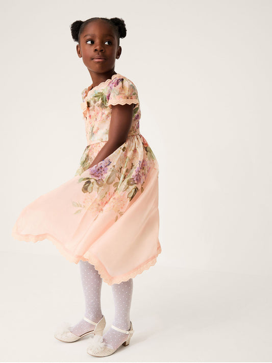 Monsoon Orange Alma Floral Print Bow Dress image 1