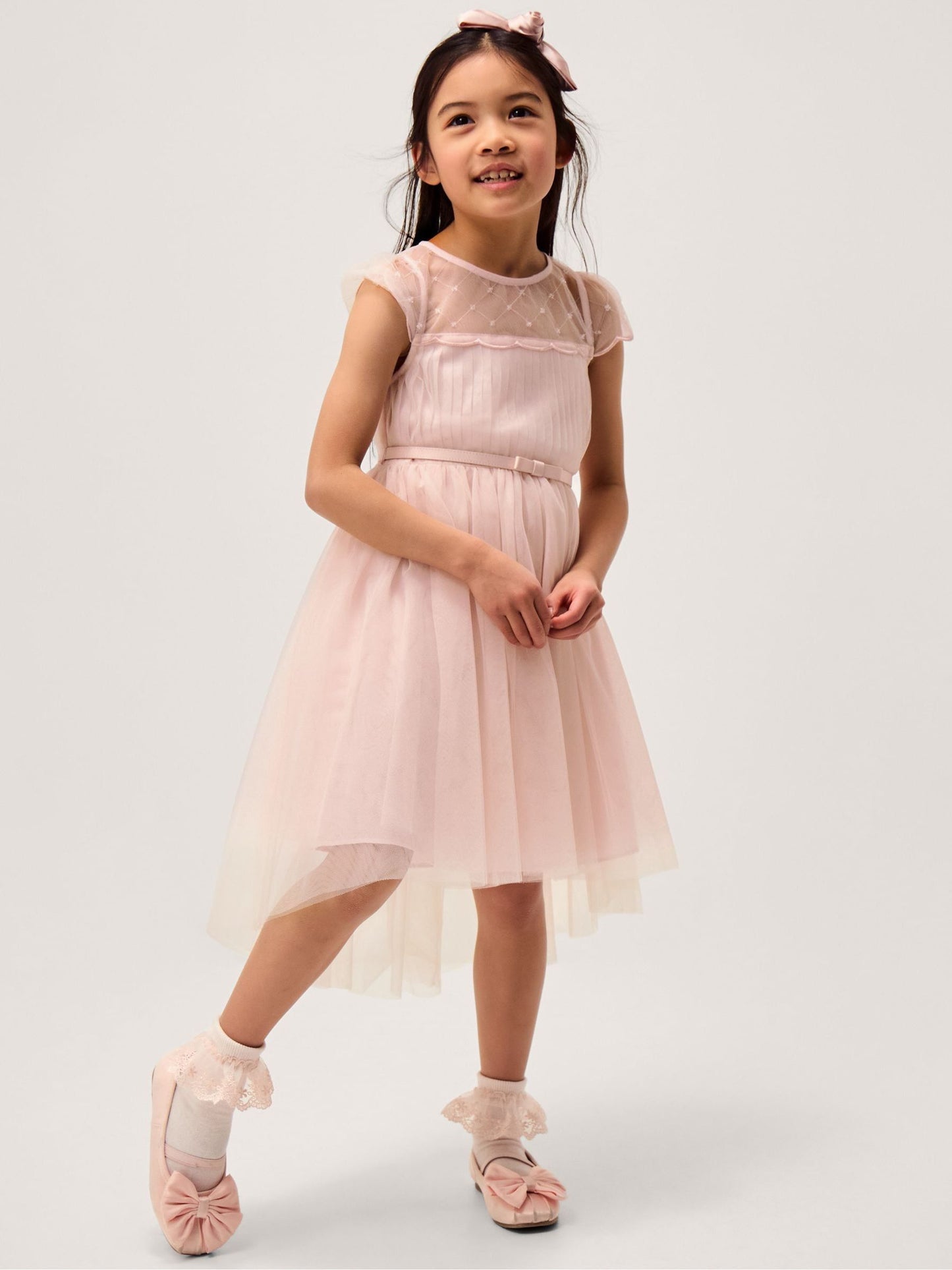 Monsoon Pale Pink Gracia Embroidered Yoke Tulle Dress image 1
