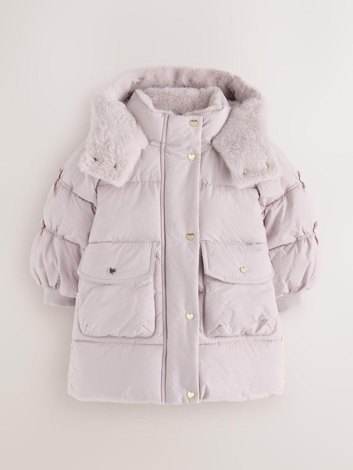 Baker by Ted Baker Lilac Purple Shower Resistant Bow Sleeve Padded Coat - image 10