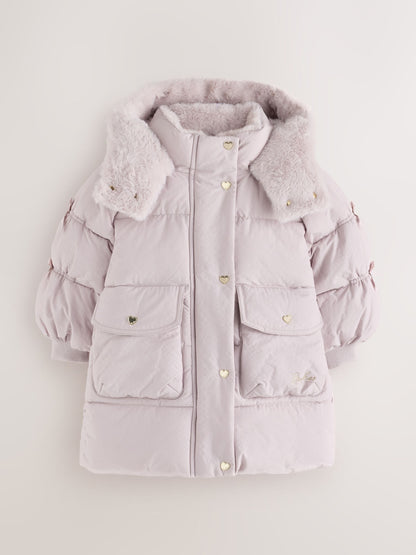 Baker by Ted Baker Lilac Purple Shower Resistant Bow Sleeve Padded Coat - image 10