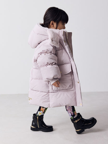 Baker by Ted Baker Lilac Purple Shower Resistant Bow Sleeve Padded Coat - image 2