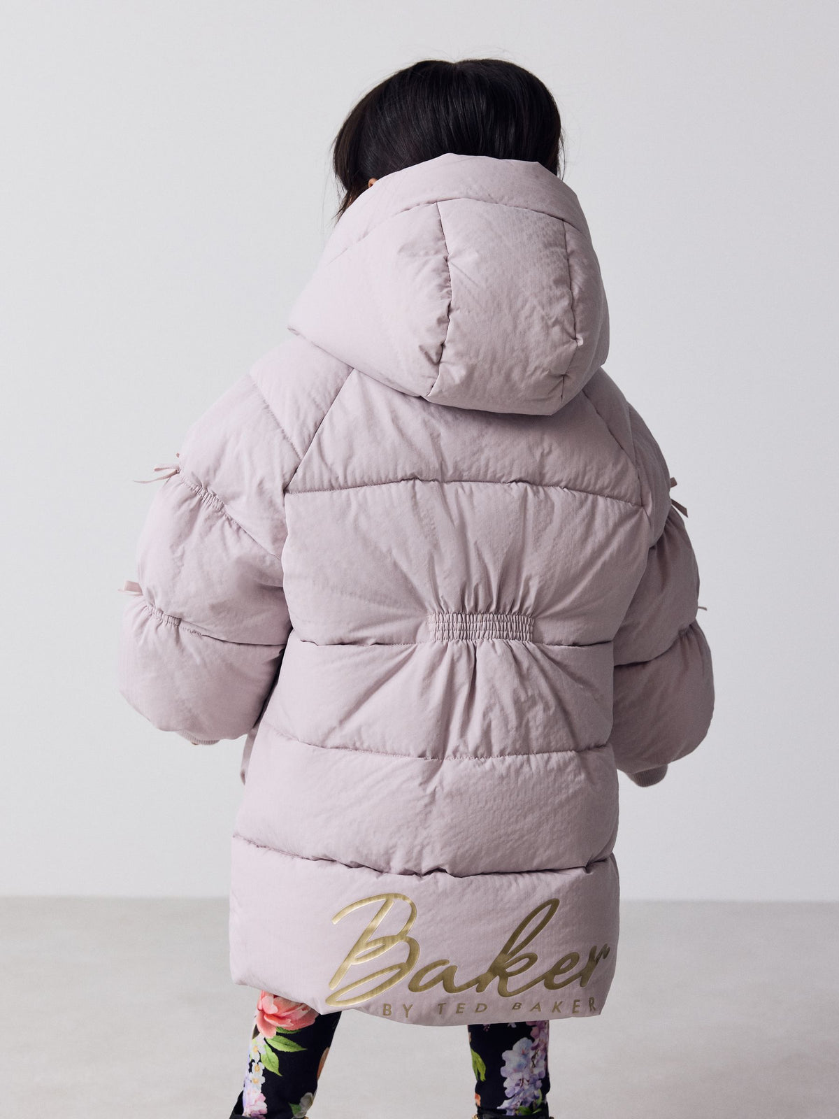 Baker by Ted Baker Lilac Purple Shower Resistant Bow Sleeve Padded Coat - image 4