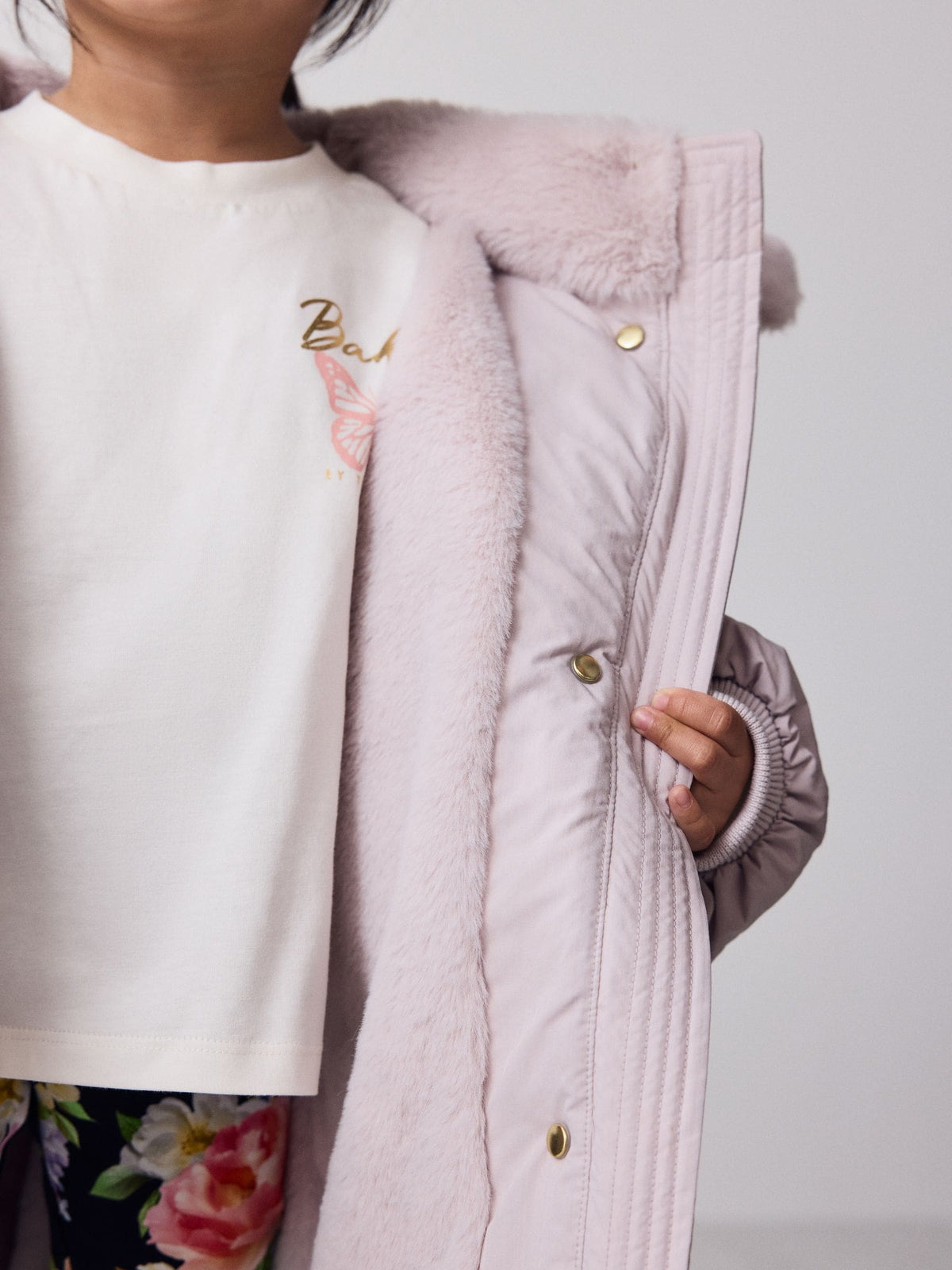 Baker by Ted Baker Lilac Purple Shower Resistant Bow Sleeve Padded Coat - image 7