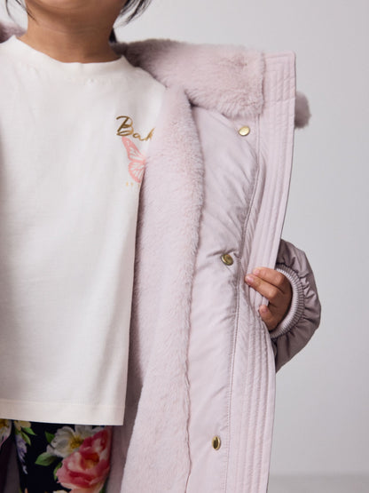 Baker by Ted Baker Lilac Purple Shower Resistant Bow Sleeve Padded Coat - image 7