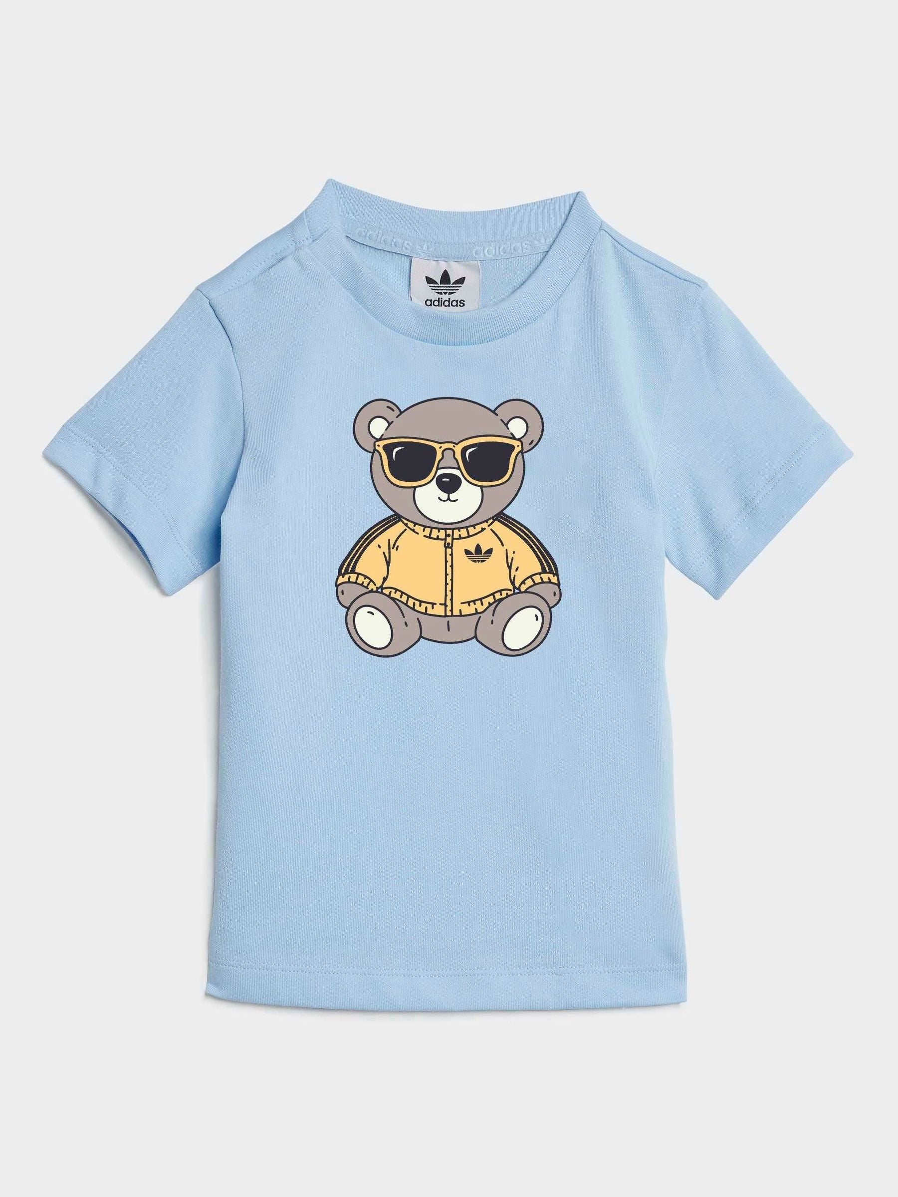 adidas Originals Blue Infant Bear Graphic T-Shirt and Shorts Set image 2