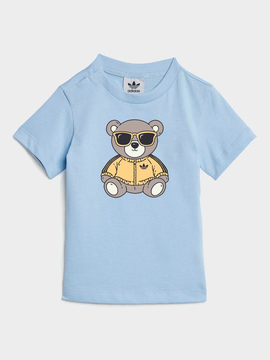 adidas Originals Blue Infant Bear Graphic T-Shirt and Shorts Set image 2