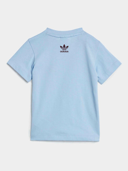 adidas Originals Blue Infant Bear Graphic T-Shirt and Shorts Set image 3