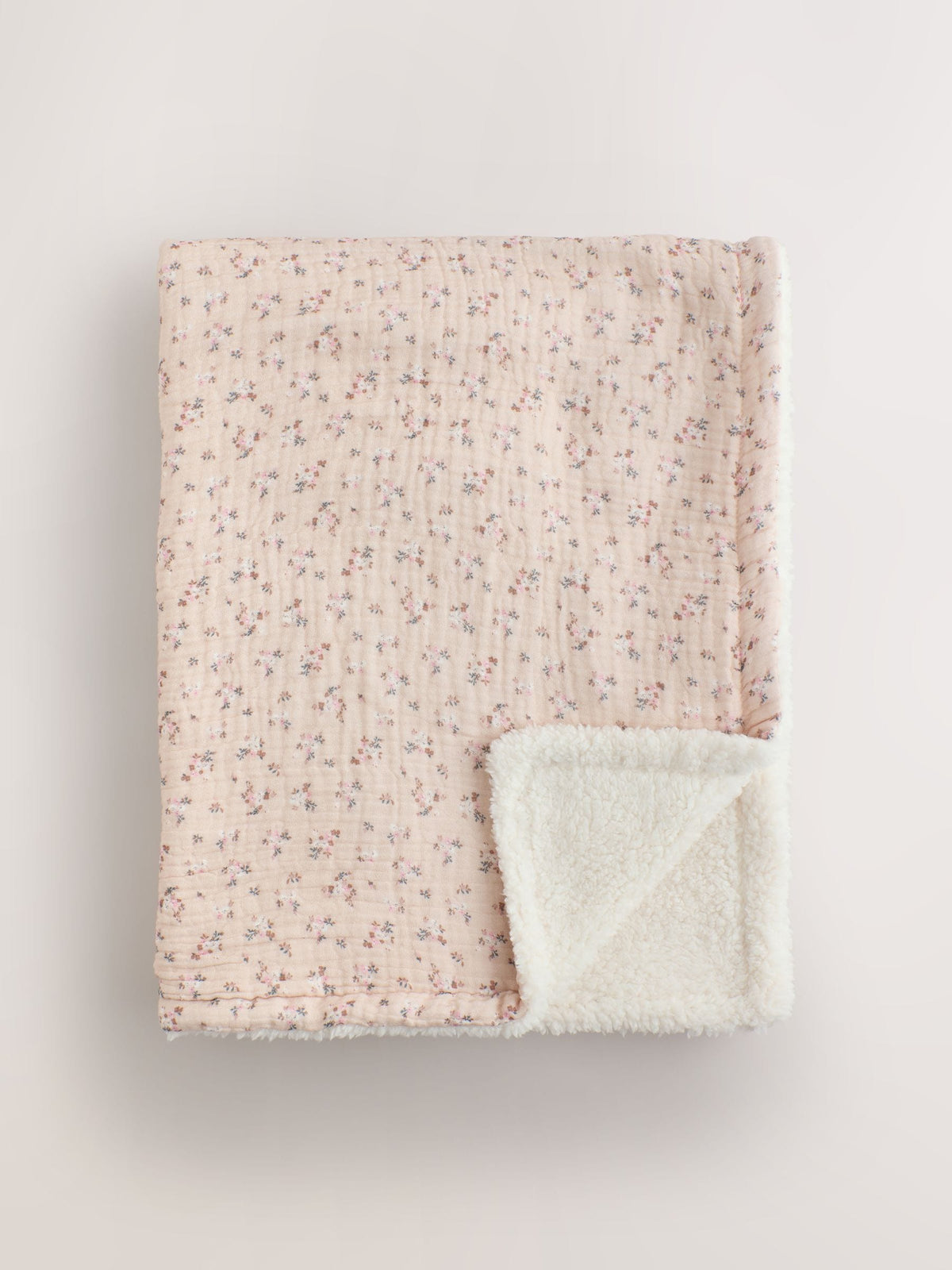 Pink Ditsy Floral Muslin Baby Fleece Blanket - image 1