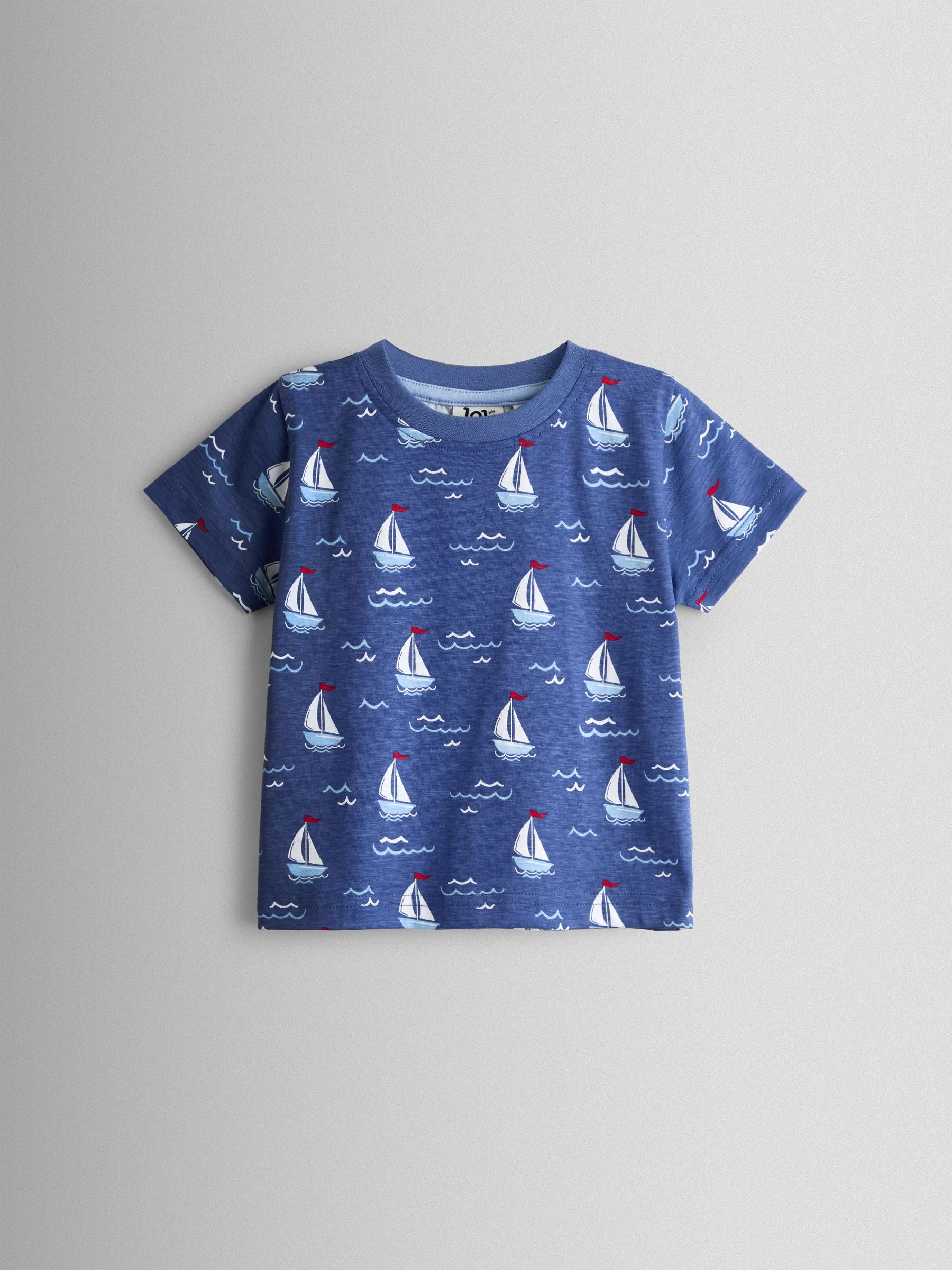 JoJo Maman Bébé Navy Blue Boat T-Shirt image 3