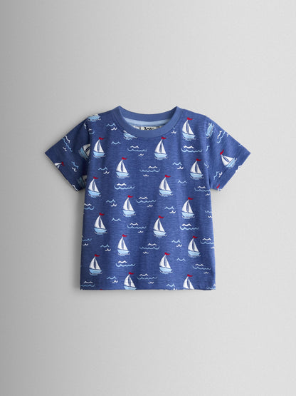 JoJo Maman Bébé Navy Blue Boat T-Shirt image 3