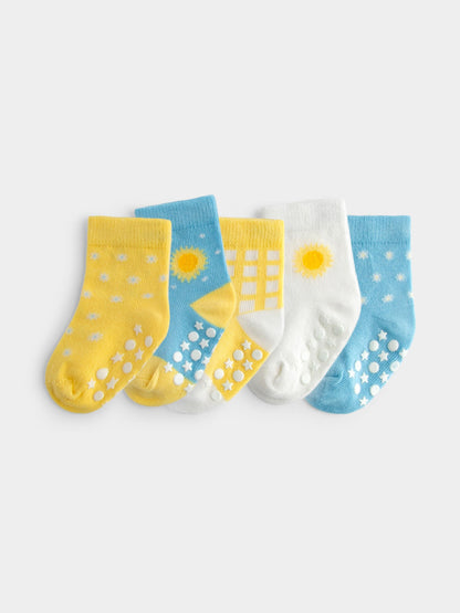 JoJo Maman Bébé Light Yellow 5-Pack Sunflower Socks - image 1