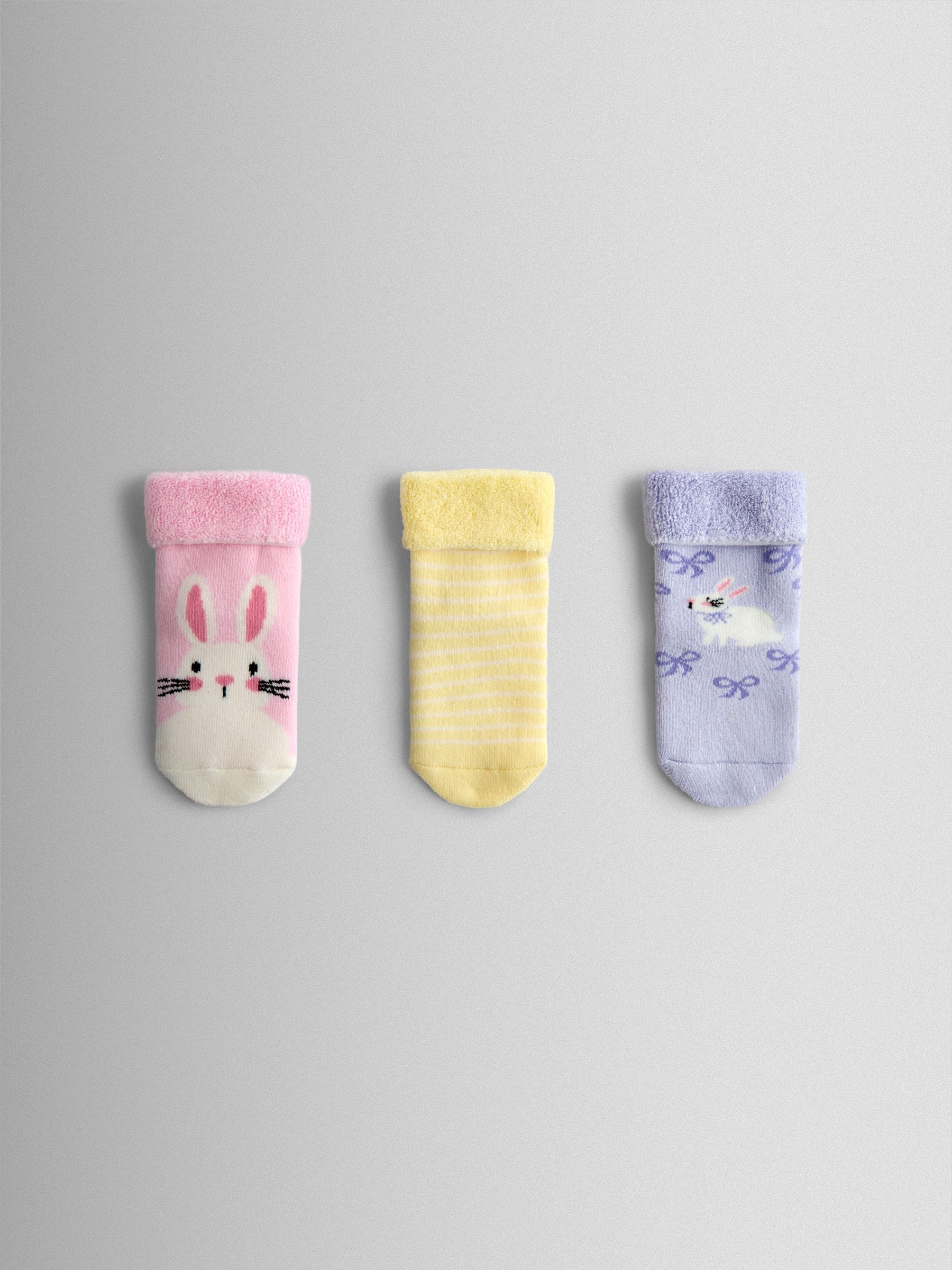 JoJo Maman Bébé Pastel 3-Pack Bunny Socks image 1
