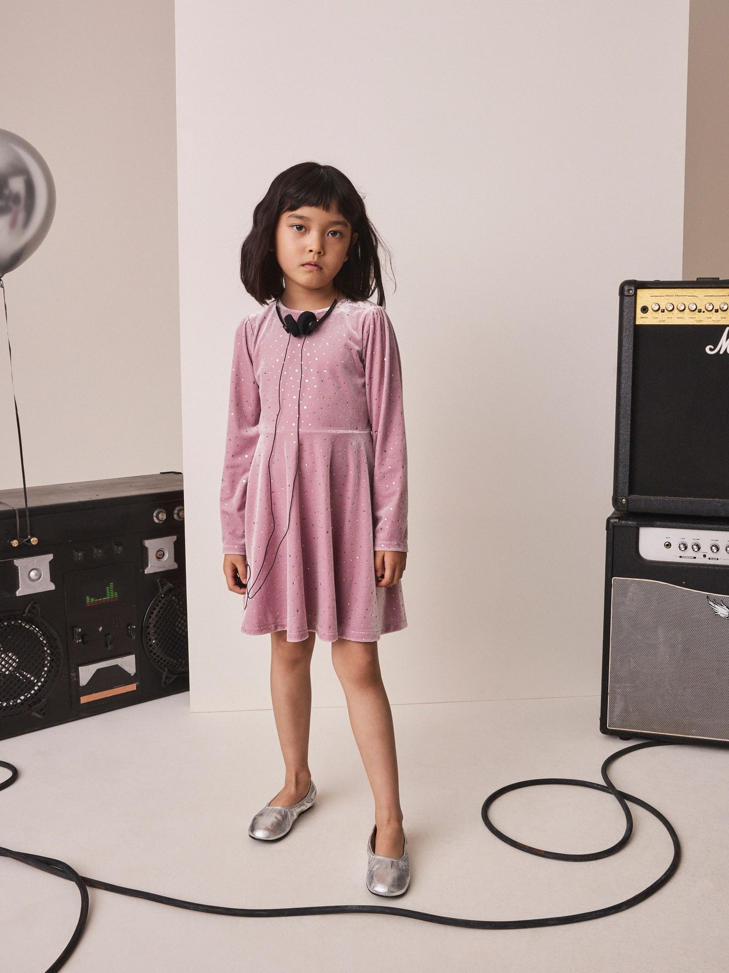 Dsiney Kidz - Pink Long Sleeve Velvet Sparkle Dress (3-16yrs) image 2