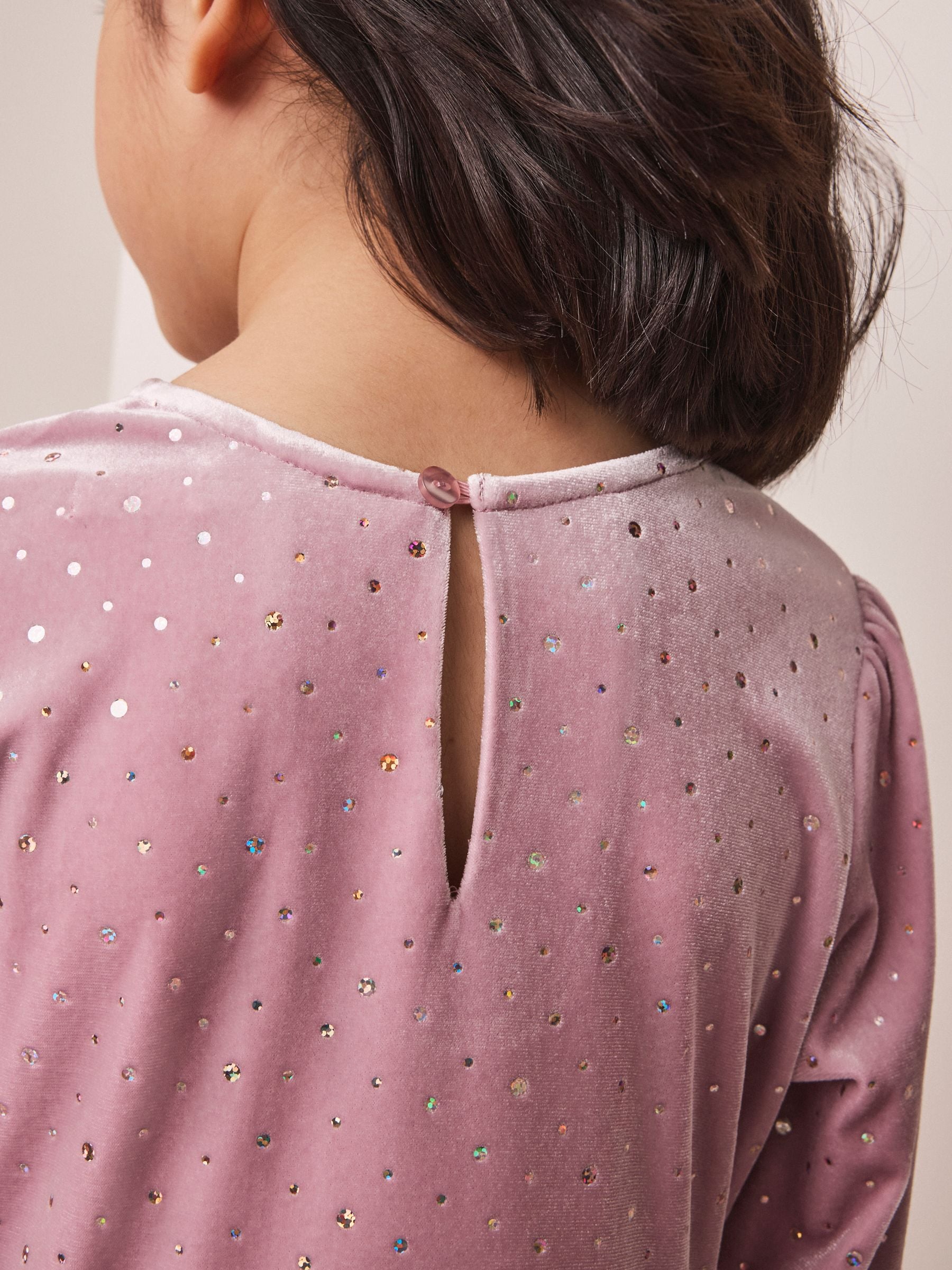 Dsiney Kidz - Pink Long Sleeve Velvet Sparkle Dress (3-16yrs) image 4