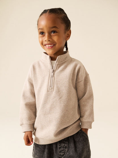 Dsiney Kidz - Oatmeal Marl Soft Touch Half Zip Neck Sweat Top (3mths-7yrs) image 1