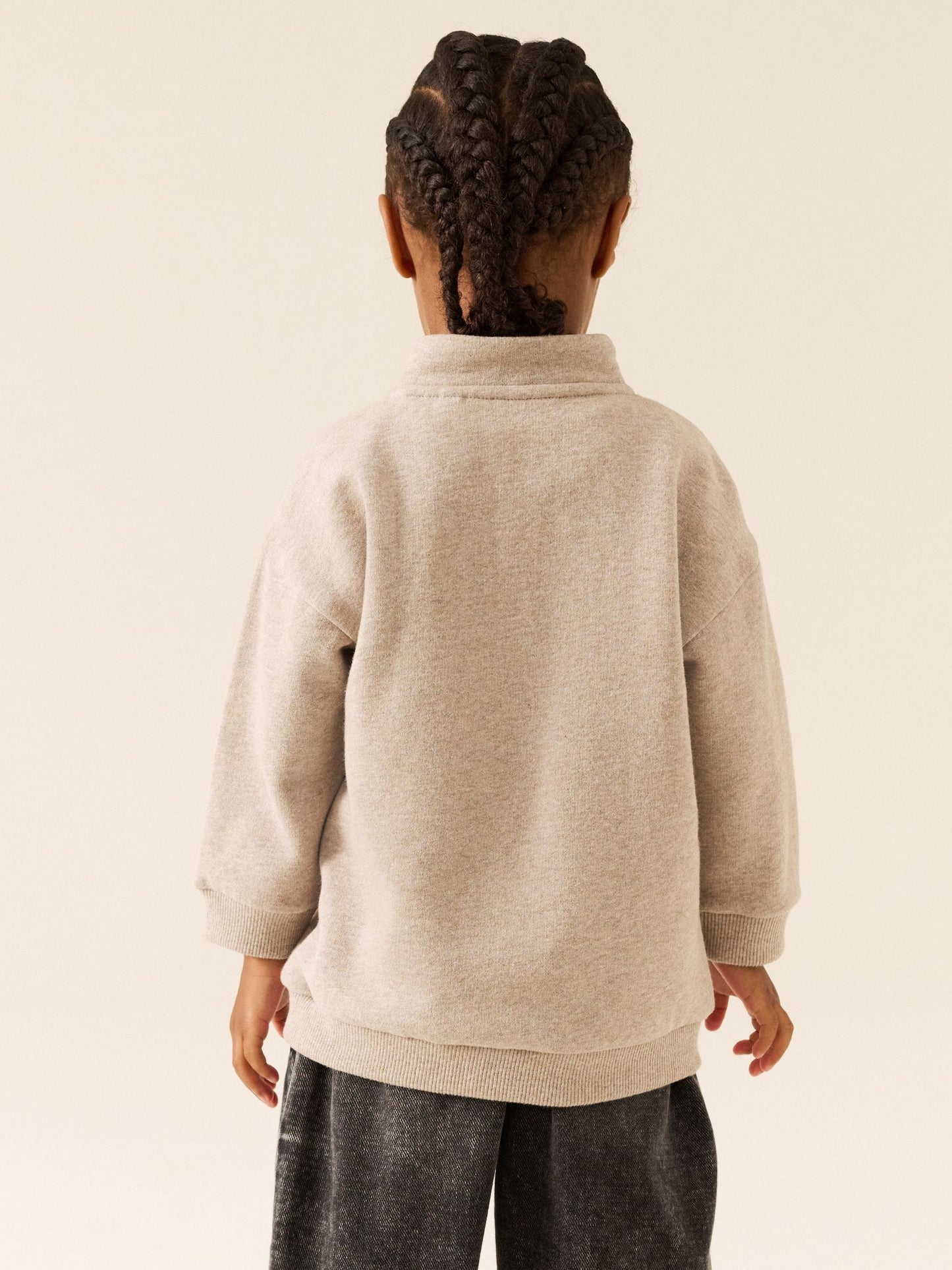 Dsiney Kidz - Oatmeal Marl Soft Touch Half Zip Neck Sweat Top (3mths-7yrs) image 2