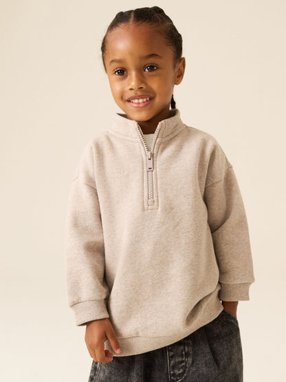 Dsiney Kidz - Oatmeal Marl Soft Touch Half Zip Neck Sweat Top (3mths-7yrs) image 3