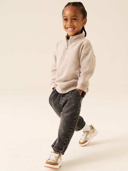 Dsiney Kidz - Oatmeal Marl Soft Touch Half Zip Neck Sweat Top (3mths-7yrs) image 4
