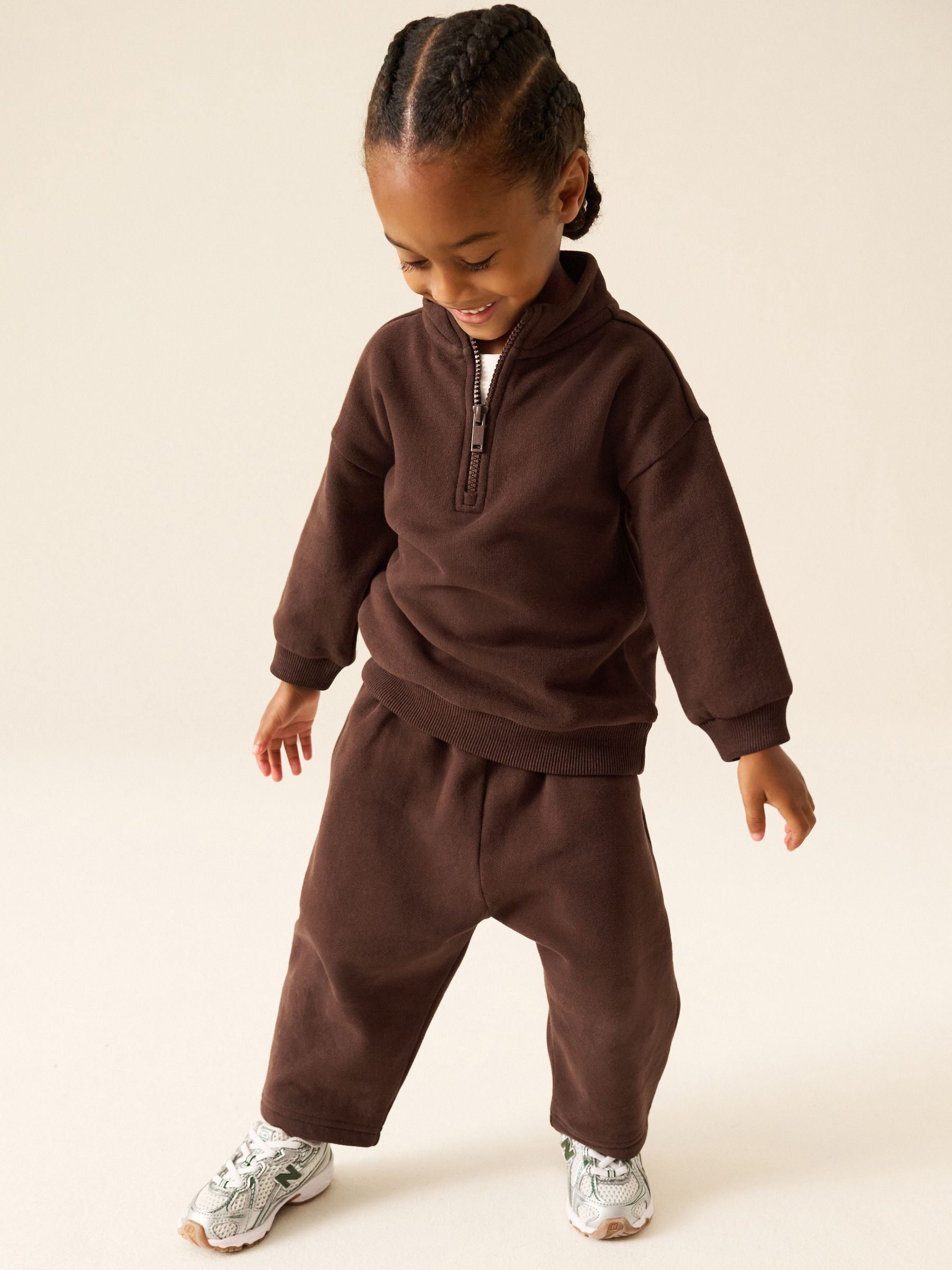 Dsiney Kidz - Chocolate Brown Soft Touch Half Zip Neck Sweat Top (3mths-7yrs) image 2
