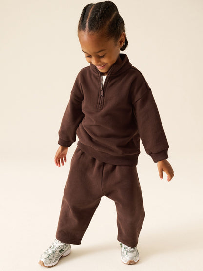 Dsiney Kidz - Chocolate Brown Soft Touch Half Zip Neck Sweat Top (3mths-7yrs) image 2