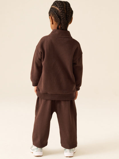 Dsiney Kidz - Chocolate Brown Soft Touch Half Zip Neck Sweat Top (3mths-7yrs) image 4