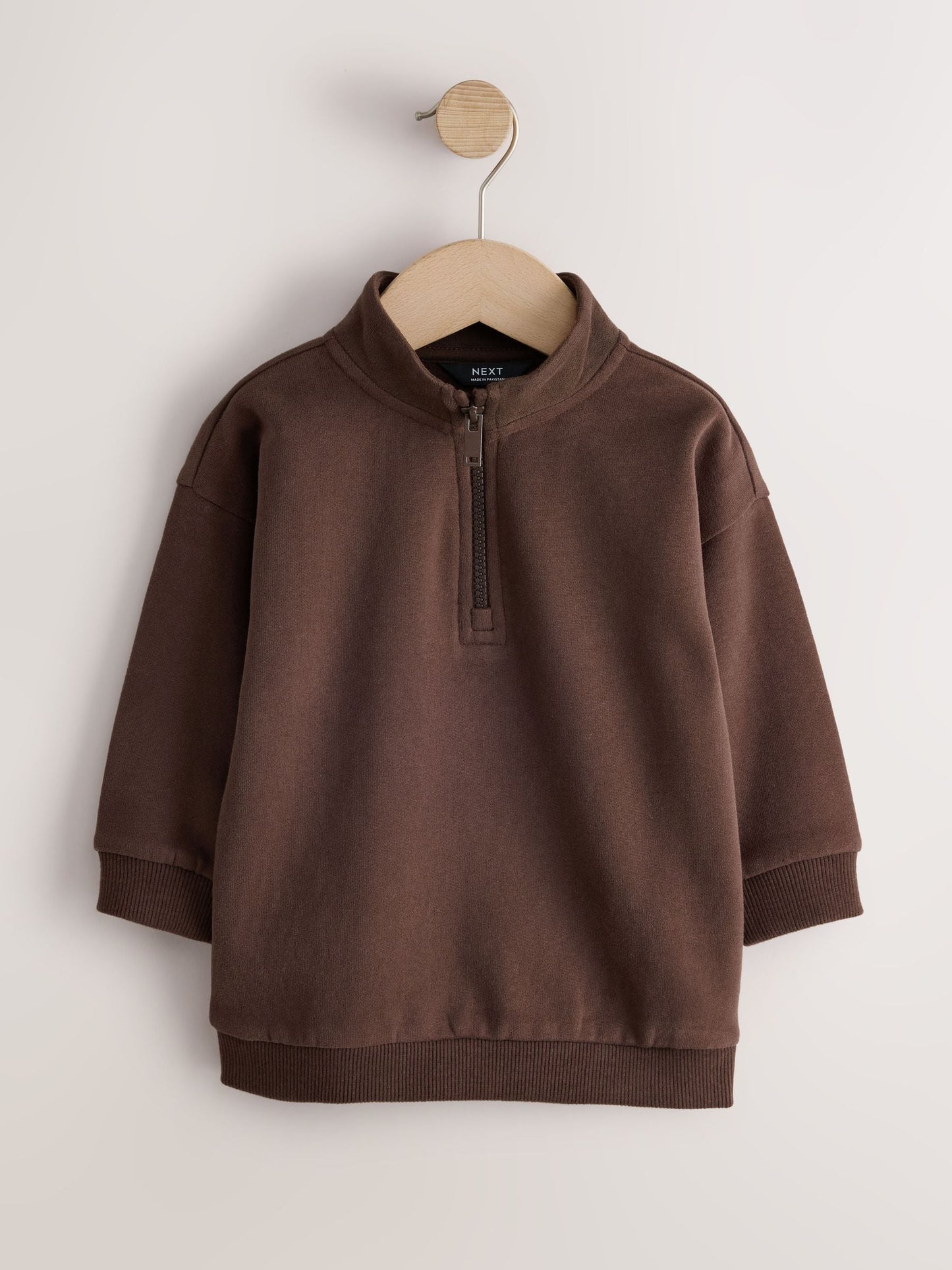 Dsiney Kidz - Chocolate Brown Soft Touch Half Zip Neck Sweat Top (3mths-7yrs) image 5